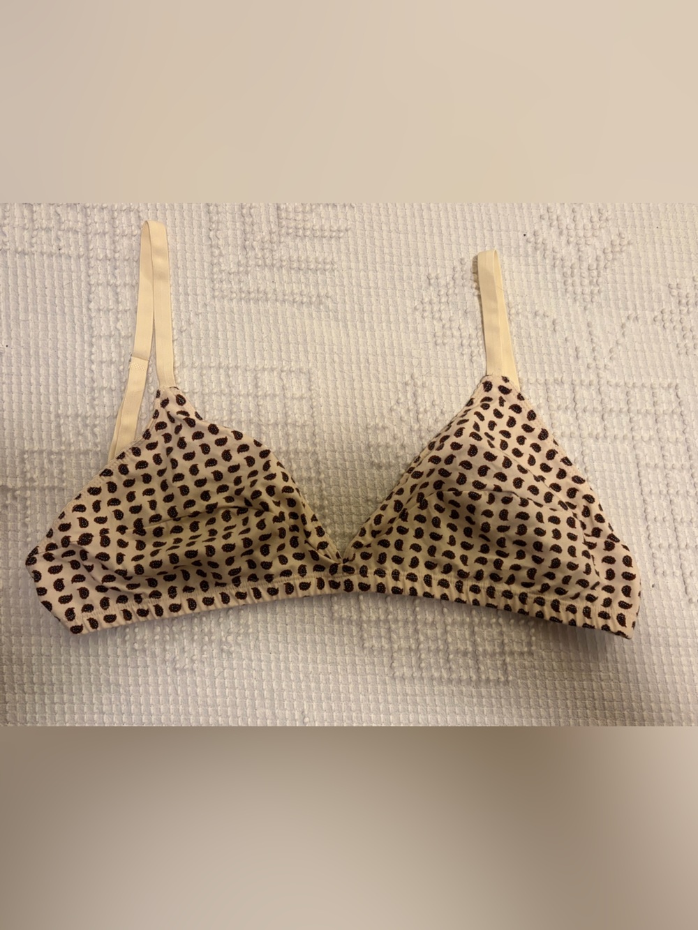 ARQ Cream and Brown Paisley Print Triangle Bralette